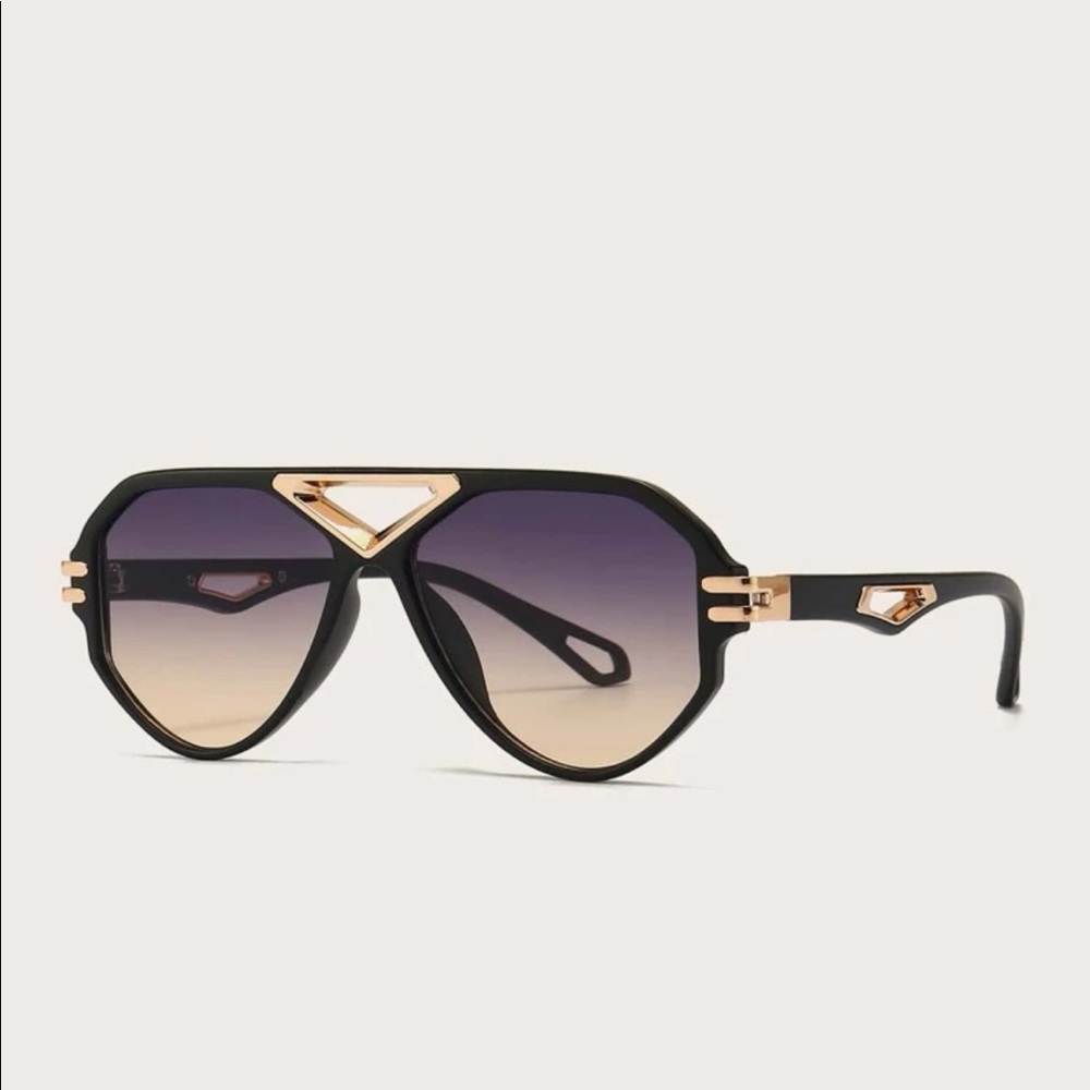 Black and Gold Aviator Sunglasses